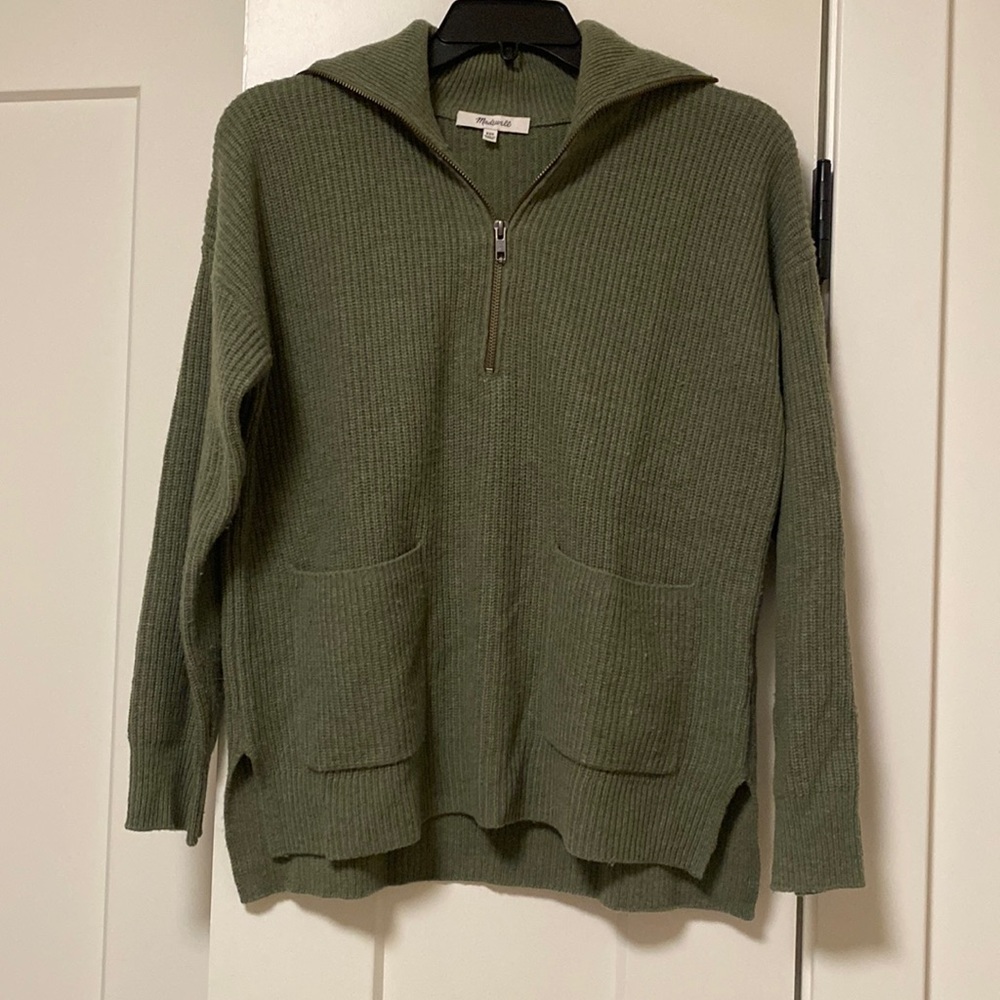 Madewell Quarter Zip Dark Green Sweater 💚